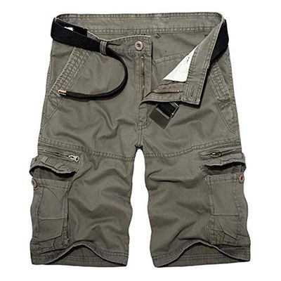 GSGGIG Men's Cargo Shorts Relaxed Fit, Cotton Twill Work Shorts, Outdoor Lightweight Casual Shorts for Men with Pockets K038-Light Army-32