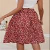 Naggoo Womens Daisy Print Skirt A-Line High Waist Casual Midi Skirts Red Floral XL view 2