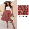 Naggoo Womens Daisy Print Skirt A-Line High Waist Casual Midi Skirts Red Floral XL view 4