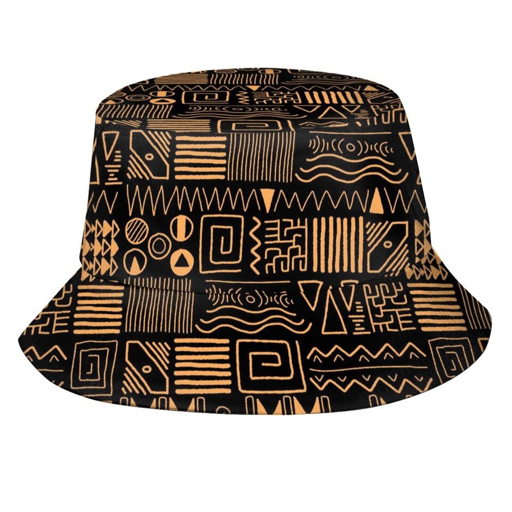 African Bucket Hat for Men Women Packable African Art Sun Hats Fisherman Outdoor Summer Travel Hiking Beach Caps