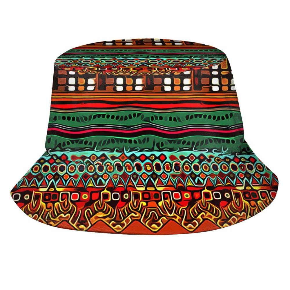 African Bucket Hat for Men Women Packable African Art Sun Hats Fisherman Outdoor Summer Travel Hiking Beach Caps
