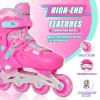 Nattork Inline Skates for Girls and Boys Kids, 4 Sizes Adjustable Inline Skates with Light up Wheels, Illuminating Beginner Roller Skates for Kids & Adult Youth Teal Age 10-12 Size 5 6 7 8 view 2