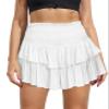 Honeystore Women's High Waist Layered Ruffle Skirts with Boyshort Golf Athletic Workout Swing Skort EQRA-002-White S view 1