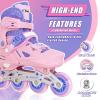 Nattork Inline Skates for Girls and Boys Kids, 4 Sizes Adjustable Inline Skates with Light up Wheels, Illuminating Beginner Roller Skates for Kids & Adult Youth Teal Age 10-12 Size 5 6 7 8 view 2