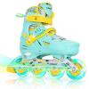 Nattork Inline Skates for Girls and Boys Kids, 4 Sizes Adjustable Inline Skates with Light up Wheels, Illuminating Beginner Roller Skates for Kids & Adult Youth Teal Age 10-12 Size 5 6 7 8 view 1