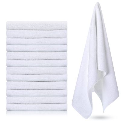 Handepo 12 Pcs Microfiber Workout Gym Towels, 360 GSM 12 x 30 Inch Gentle and Fast Drying Absorbent Towels for Men Women Yoga Travel Sports(White)