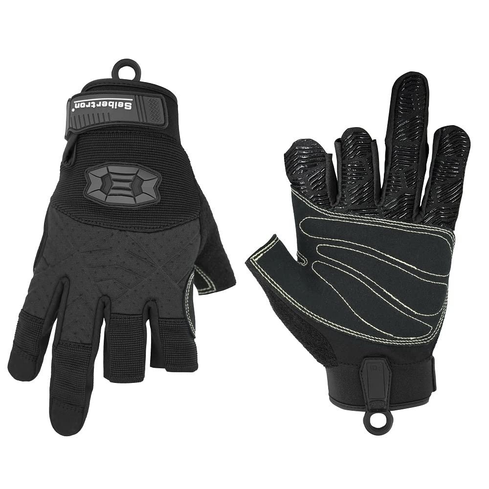 Seibertron M.F.O.S.G-4 Three Fingerless Gloves for Climbing and Outdoor Sports Black L