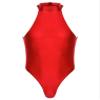 ACSUSS Mens Stretchy Bodysuit Shiny Glossy Sleeveless High Cut Leotard Thong Undershirt Shapewear Burgundy X-Large view 1