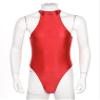 ACSUSS Mens Stretchy Bodysuit Shiny Glossy Sleeveless High Cut Leotard Thong Undershirt Shapewear Burgundy X-Large view 2
