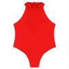 ACSUSS Mens Stretchy Bodysuit Shiny Glossy Sleeveless High Cut Leotard Thong Undershirt Shapewear Burgundy X-Large view 4