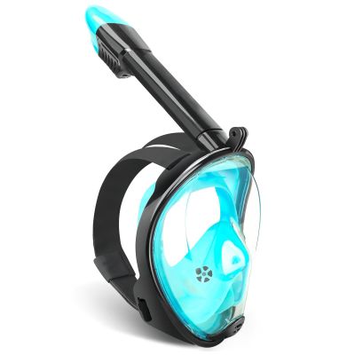 Full Face Snorkel Mask, Snorkeling Mask with Detachable Camera Mount, 180 Panoramic Anti-Fog Anti-Leak Diving Mask for Adult and Kids (Black Green, Large/X-Large)