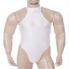 ACSUSS Mens Stretchy Bodysuit Shiny Glossy Sleeveless High Cut Leotard Thong Undershirt Shapewear White X-Large view 2