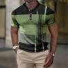 Ymosrh Men's Polo Shirts, Shirts Short Sleeve for Men 4XL Shirts Shirt Golf Geometry Turndown 3D Print Outdoor Street Short Sleeves Button-Down Clothing Apparel Fashion Designer Casual (XL, Green) view 2