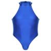 ACSUSS Mens Stretchy Bodysuit Shiny Glossy Sleeveless High Cut Leotard Thong Undershirt Shapewear Blue X-Large view 1