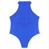 ACSUSS Mens Stretchy Bodysuit Shiny Glossy Sleeveless High Cut Leotard Thong Undershirt Shapewear Blue X-Large view 4