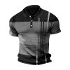 Ymosrh Men's Polo Shirts, Shirts for Men Black T Shirts Golf Shirts Large Shirt Geometry Turndown 3D Print Outdoor Street Short Sleeves Button-Down Clothing Apparel Fashion Designer (L, Gray) view 2