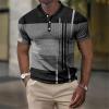 Ymosrh Men's Polo Shirts, Shirts for Men Black T Shirts Golf Shirts Large Shirt Geometry Turndown 3D Print Outdoor Street Short Sleeves Button-Down Clothing Apparel Fashion Designer (L, Gray) view 4