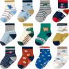 Aroveea Non Slip Grip Ankle Baby Socks 12 Pack for Toddler Boys and Girls Kids,Infant Cute Cotton Baby Socks view 1