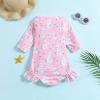 Boys Clothes Summer Toddler Girls Long Sleeve Ruffles Cartoon Rabbit Prints 1 Piece Swimwear Beach (Red, 4-5 Years) view 2
