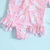 Boys Clothes Summer Toddler Girls Long Sleeve Ruffles Cartoon Rabbit Prints 1 Piece Swimwear Beach (Red, 4-5 Years) view 4