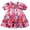 AGQT Toddler Girls Flower Print Dress Puff Sleeve Ruffle Floral A-line Birthday Spring Beach Sundress Clothes Outfit Floral on Pink Size 3-4T view 1