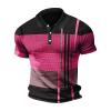 Mens Polo Shirts, Golf Shirt Slim Fit Black T Shirts For Men Big And Tall Men's Shirt Geometry Turndown 3D Print Outdoor Street Short Sleeves Button-Down Clothing Apparel Fashion (XL, Hot Pink) Ymosrh view 2
