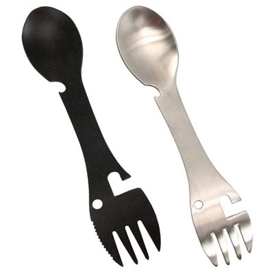 BESPORTBLE 2pcs Multifunctional Outdoor Spork Utensil Spoon Fork and Bottle Opener for Camping Hiking and Travel Compact and Lightweight Design