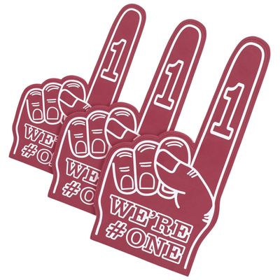 Sotiff 3 Pcs Giant Foam Finger 18 Inch We're Number 1 Foam Hand Cheerleading Pom Pom Cheer Supplies for Football Basketball Soccer Sports Events Team Spirit Games School Business(Maroon)