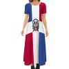 Fattyeery Elegant Casual Long Dress Dominican Flag Girls Summer Sunshine Beach Skirts for Womens 7XL view 1