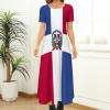 Fattyeery Elegant Casual Long Dress Dominican Flag Girls Summer Sunshine Beach Skirts for Womens 7XL view 2