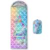 QOOMO Mermaid Printed Camping Sleeping Bags,3 Season Warm & Cool Weather,Lightweight,Waterproof Sleeping Bags for Adults & Kids,Traveling,and Outdoors,Camping Gear Equipment,31x90inch view 1