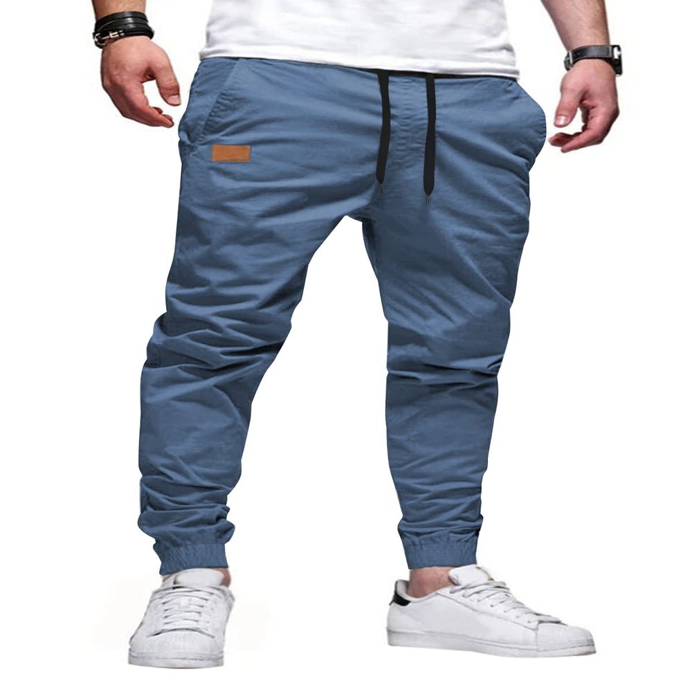 JMIERR Men's Casual Joggers Pants - Cotton Drawstring Chino Yoga Pants Hiking Outdoor Twill Track Jogging Sweatpants Travel Essentials Pants with Pockets for Men, 2XL, C Sky Blue