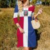 Fattyeery Elegant Casual Long Dress Dominican Flag Girls Summer Sunshine Beach Skirts for Womens XL view 2