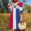 Fattyeery Elegant Casual Long Dress Dominican Flag Girls Summer Sunshine Beach Skirts for Womens XL view 3