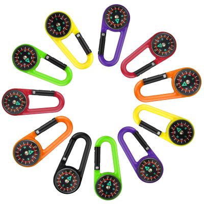 Tofficu 24 Pcs Compass Carabiner Keychains 2.7 Inch Plastic Clip-on Hiking Survival Accessories Bulk Pocket Compass for Men Kids Travel Outdoor Camping Party Mini Favors