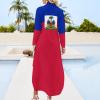 Fattyeery Elegant Casual Long Dress Haiti Flag Girls Summer Sunshine Beach Skirts for Womens 6XL view 2