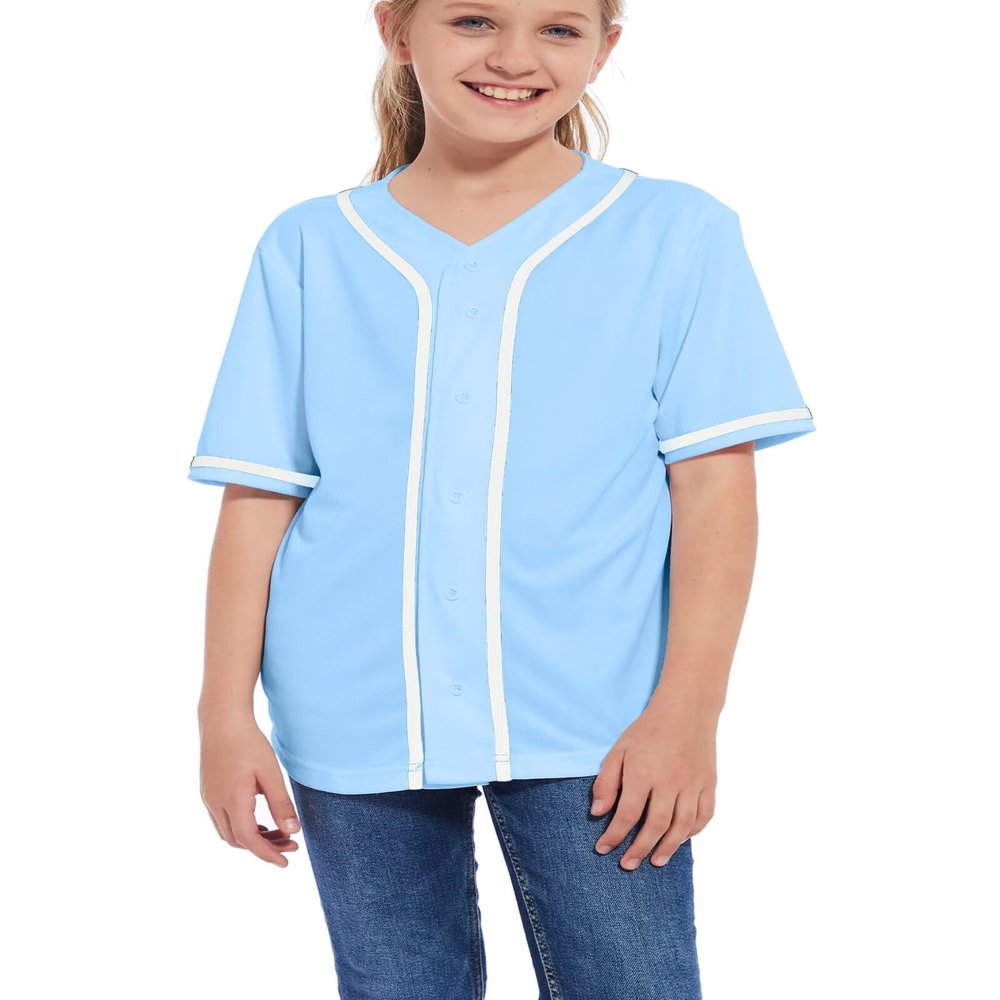 ACEFAST INC Kids Baseball Jersey Button Blank Softball Team Uniform Girls Boys Hip Hop T-Shirt Solid Color Sweatshirt