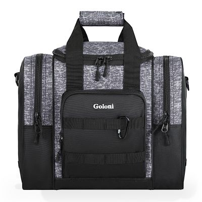 Goloni 1 Ball Bowling Bag for Men, Durable Bowling Tote with Padded Holder & Ventilated Shoe Compartment (Fits Size 14,Grey)