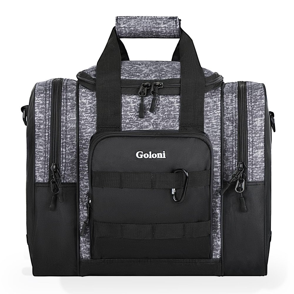 Goloni 1 Ball Bowling Bag for Men, Durable Bowling Tote with Padded Holder & Ventilated Shoe Compartment (Fits Size 14,Grey)