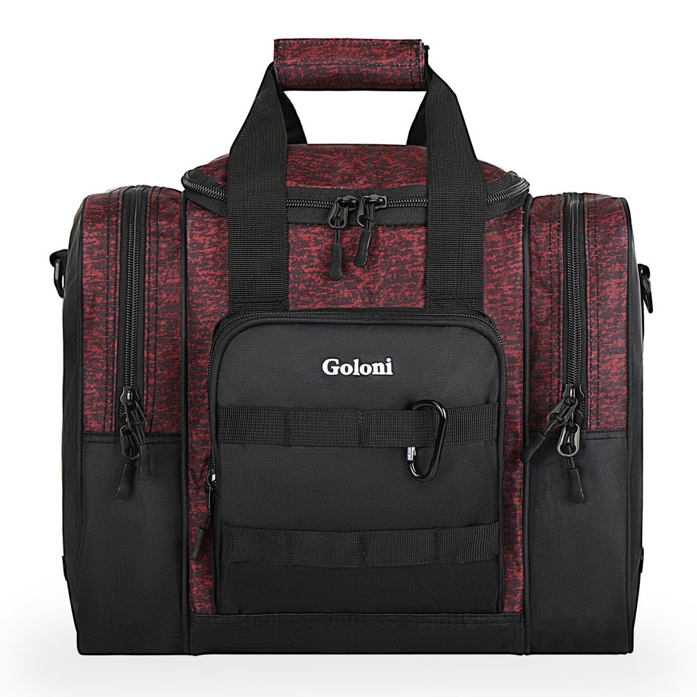 Goloni 1 Ball Bowling Bag for Men, Durable Bowling Tote with Padded Holder & Ventilated Shoe Compartment (Fits Size 14,Red)