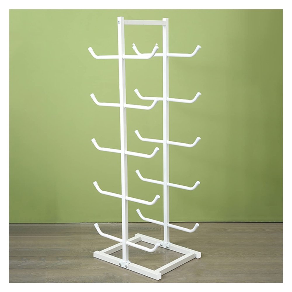 WIGING Yoga Mat Storage Rack, Metal Heavy Duty Multi-Layers Yoga Mat Rack, Yoga Mat Holder for Storing Yoga Mats Carpets and Hanging Yoga Strap (Color : White)