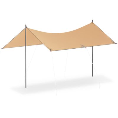 MoNiBloom Camping Tent Tarps Waterproof Portable 13 FT Ripstop DurableTarp for 10 Person Multifunctional Outdoor Camping Traveling Awning Backpacking Tarp Shelter for Hiking, Cream