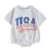 Ayalinggo 4th of July Baby Outfit Boy Girl My First Fourth of July Bubble Romper Oversized Onesie Toddler USA Clothes (Grey USA Romper,18-24 Months) view 1