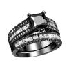 AIMAOMI 2pcs Women Engagement Ring Set Cubic Zirconia Bridal Wedding Band Square Cut Simulated Diamond Ring (Black, 9) view 4
