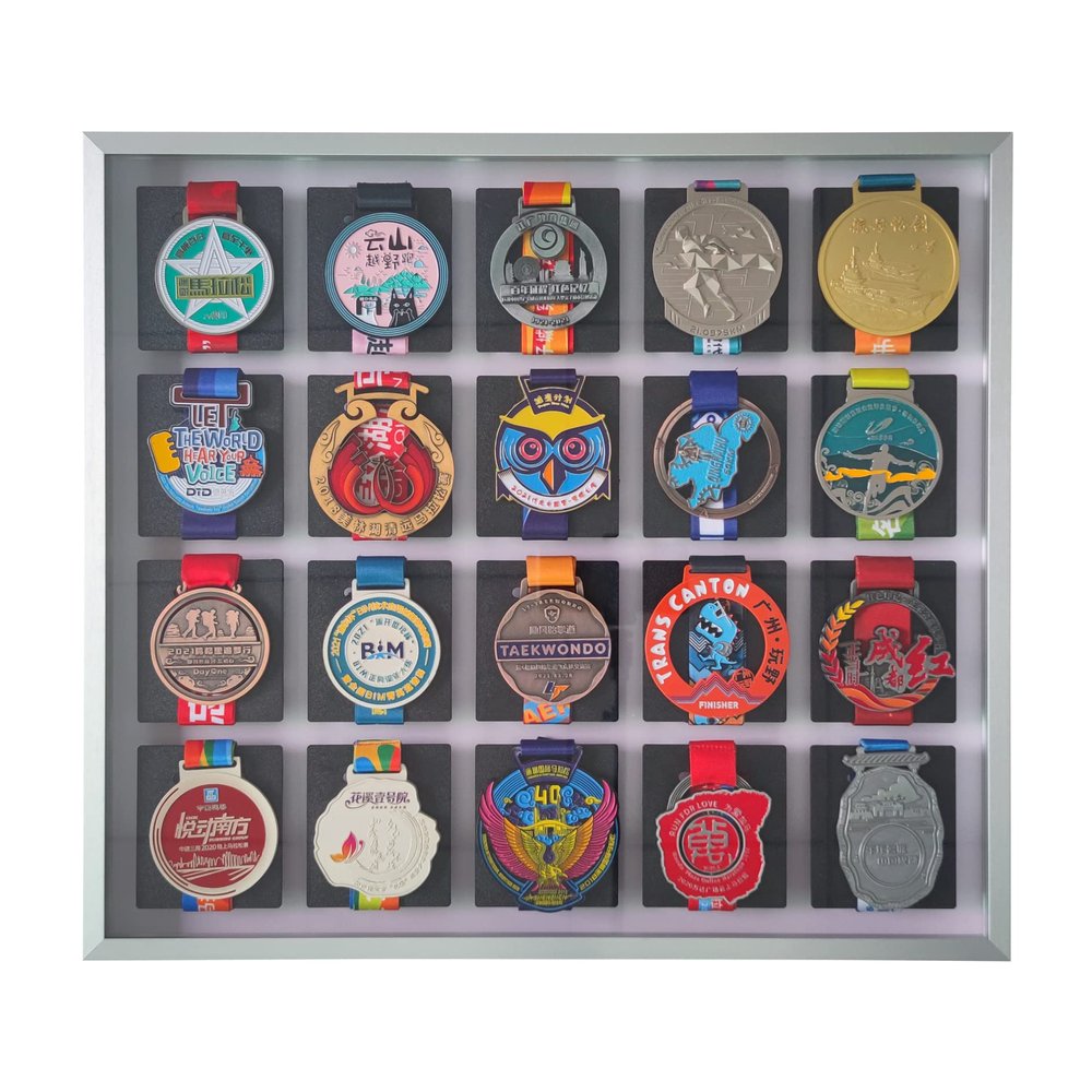 BIANJIE - Medal Photo Frame, Display Case, Collection Box, for Runners, Marathons, Race Winners, Swimming, Soccer, Gymnastics, Easy Installation (Black, 4x5)