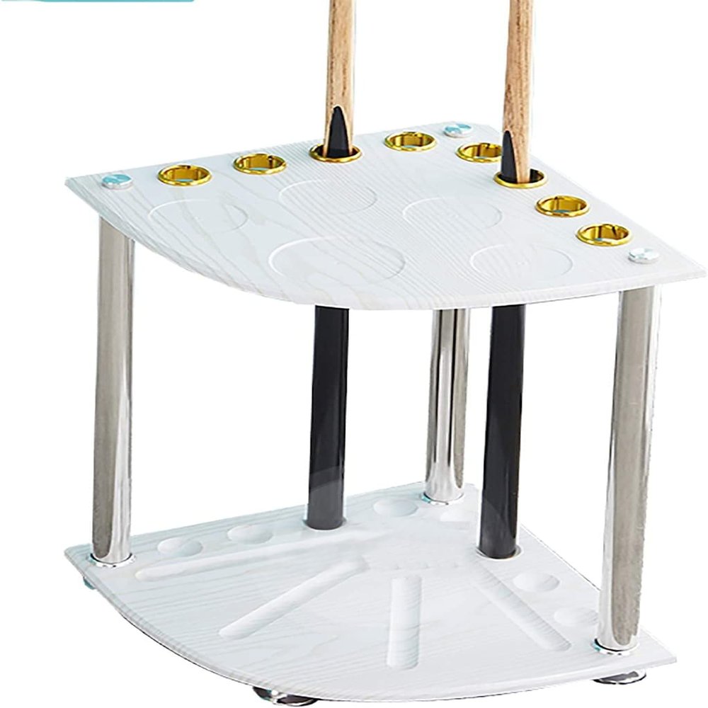 OSCCAR Modern Wooden Pool Cue Rack Floor Stand, Hold 8 Sticks, Freestanding Portable Pool Stick Holder Organizers
