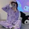 Ocroyea Kawaii Pajamas For Women Two-Piece Set Cute Cartoon Girls Pajamas Casual Long Sleeve Sleepwear Home Clothes Purple view 4
