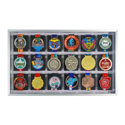 BIANJIE - Medal Photo Frame, Display Case, Collection Box, for Runners, Marathons, Race Winners, Swimming, Soccer, Gymnastics, Easy Installation (Silver, 3x6)