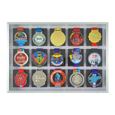 BIANJIE - Medal Photo Frame, Display Case, Collection Box, for Runners, Marathons, Race Winners, Swimming, Soccer, Gymnastics, Easy Installation (Silver, 3x5)
