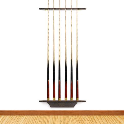 OSCCAR 2-Piece Billiard/Pool Cue Rack, Wall Mount Pool Stick Holder - Holds 6 Cues, for Game Room/Bars/Clubs (Color : Black)